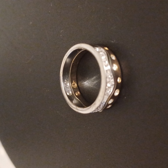 Swarovski Ring 2 Bands Authentic w faux diamond crystal US 5.5 + a gift - Picture 6 of 8